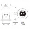 British Pre-focus 12 Volt double contact P36D base, 38 watt Head, Spot & Fog bulb